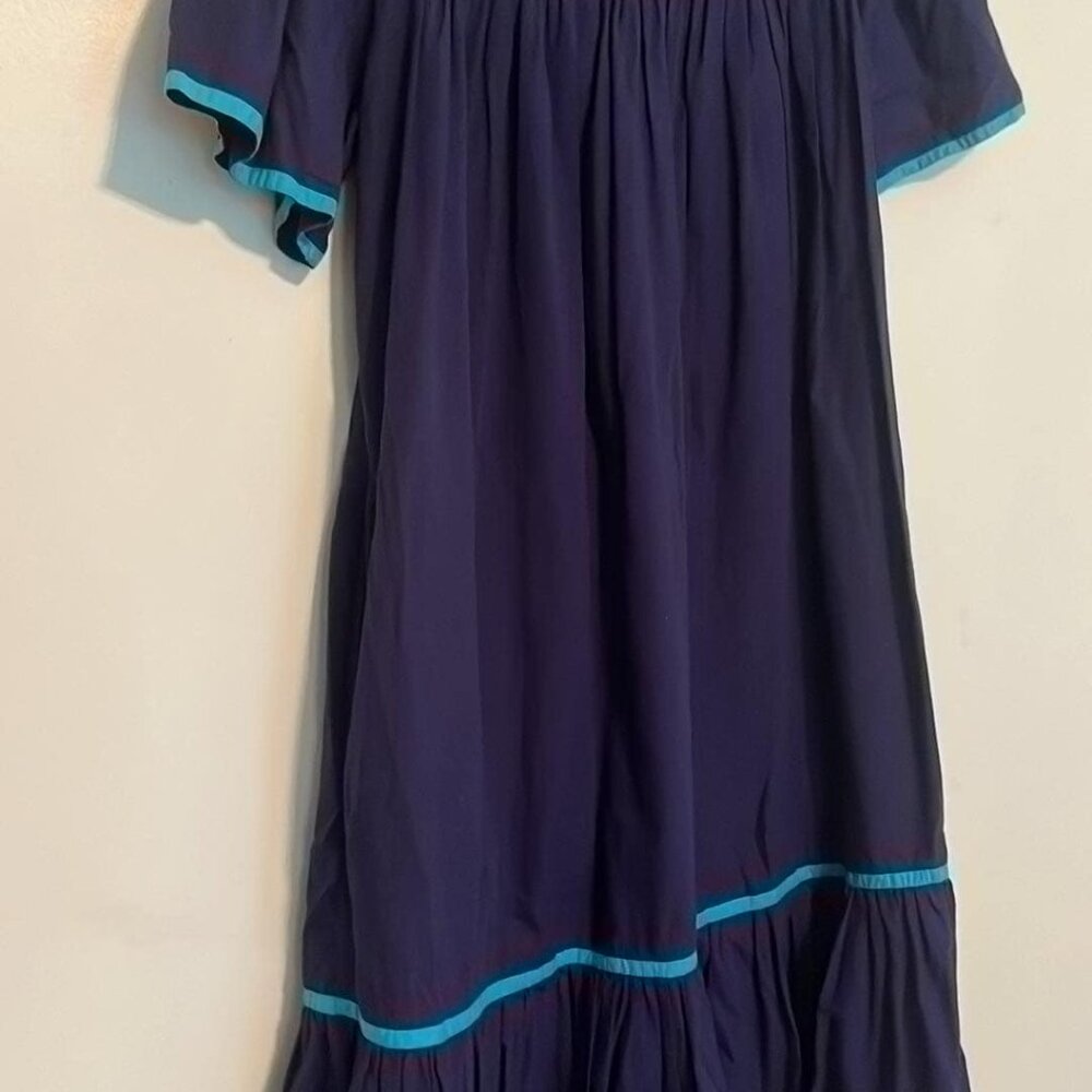 VTG MuuMu Embroidered Peacock PullOver House Beach Dress SZ S by Bechamel w/P - Picture 7 of 9